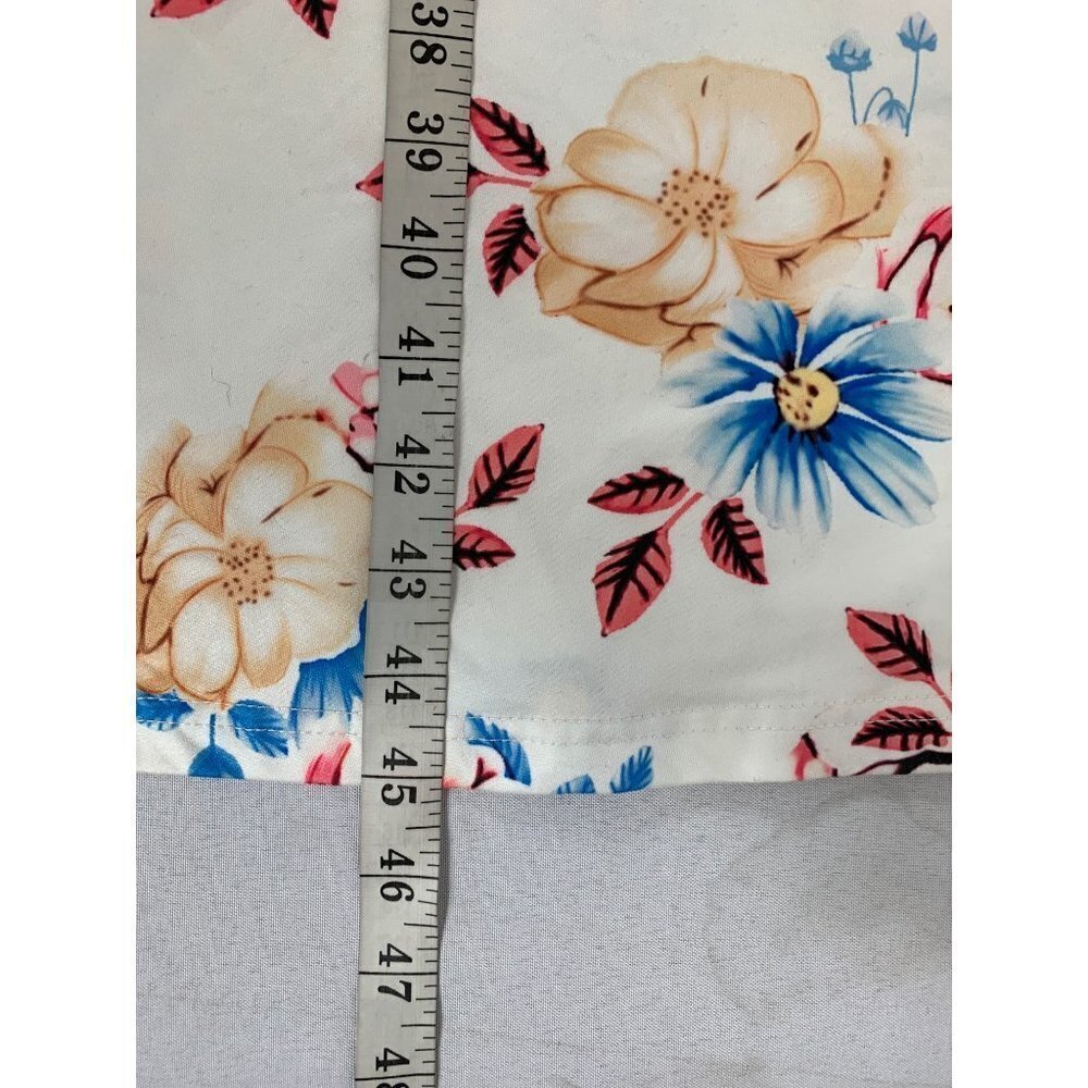 Women's Super Stretchy White Floral 3/4 Sleeve Dress - Picture 5 of 5